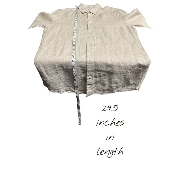 Mens Beige Linen Button-Up Shirt By Yd. XS Long Sleeve Casual Wear - Picture 6 of 6